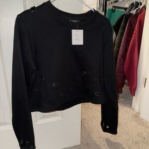 Black Grommet Detail Women's Top